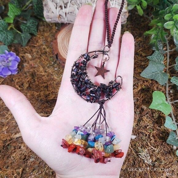 Handmade Obsidian Crystal Moon Décor #1 - Picture 2 of 3